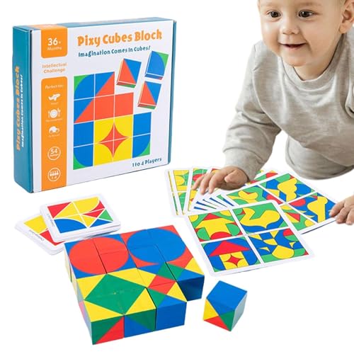 Stapelspiel aus Holzblöcken, Puzzle Würfel aus Holz – Bauspiel für sensorisches Puzzle, Lernspielzeug für , Mädchen und Kleinkinder Stapelspiel aus Holzblöcken, Puzzle Würfel aus Holz – Bauspiel für sensorisches Puzzle, Lernspielzeug für , Mädchen und Kleinkinder von Generic