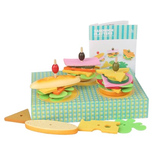 Stapelspielzeug für Burger aus Holz, pädagogische Aktivitäten, Küchenspielzeug für 3 4 5 Jahre alt von Generic