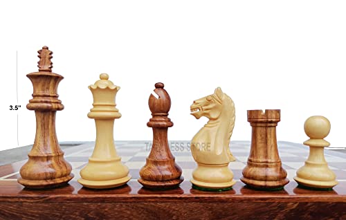 Staunton Schachfiguren mit 2 extra Königinnen, 8,9 cm, beschwertes goldenes Rosenholz - Forever Chess Set von Generic