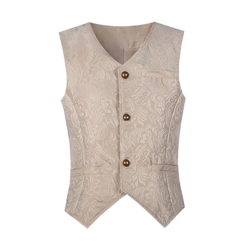 Steampunk Anzugweste Herren, Mittelalte Gothic Mantel Herren ärmellos, Renaissance Viktorianische Hof Jacke Jacquard Trachtenweste Klassisch Königlicher Prinz Kostüm Halloween Vest Karnevalskostüme von Generic