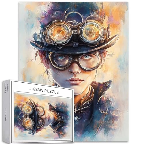 Steampunk Erfinder, Puzzle für Erwachsene, Aquarell-Stil, Kunst-Puzzle, anspruchsvolle Familienaktivitäten, buntes Bastelpuzzle für Heimdekoration, Geschenke, 50 x 70 cm, 1000 Teile Steampunk Erfinder, Puzzle für Erwachsene, Aquarell-Stil, Kunst-Puzzle, anspruchsvolle Familienaktivitäten, buntes Bastelpuzzle für Heimdekoration, Geschenke, 50 x 70 cm, 1000 Teile von Generic