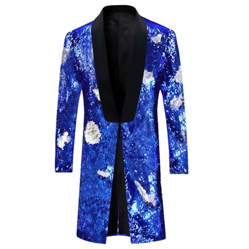 Steampunk Herren Jacke Pailletten, Gothic Mantel Herren Lang, Schwarz Loose Mittelalter Glitzerjacke Viktorianische Hof Gehrock Retro Mittelalter Uniform Elegant Vampir Kleidung Halloween Kostüm von Generic