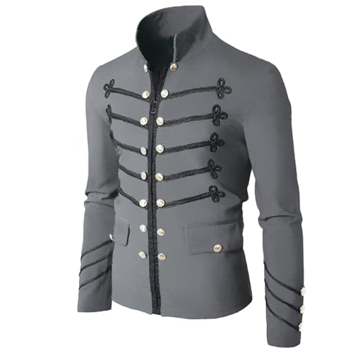 Steampunk Herren Kostüm, Smoking Viktorianischen Retro Mittellang Mantel Punk Jacke Fasching Karneval Cosplay Kostüm Smoking Jacke Uniform Schwarz Gothic Kleidung Herren, Für Karneval Fasching von Generic