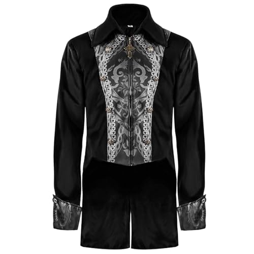 Steampunk Herren Mantel, Gothic Frack Herren Midi, Rot Mittelalter Jacke mit Reißverschluss Elegant Tuxedo Stehkragen Viktorianische Hof Performance-Kleidung Piraten Vampir Cosplay Halloween Kostüm Steampunk Herren Mantel, Gothic Frack Herren Midi, Rot Mittelalter Jacke mit Reißverschluss Elegant Tuxedo Stehkragen Viktorianische Hof Performance-Kleidung Piraten Vampir Cosplay Halloween Kostüm von Generic
