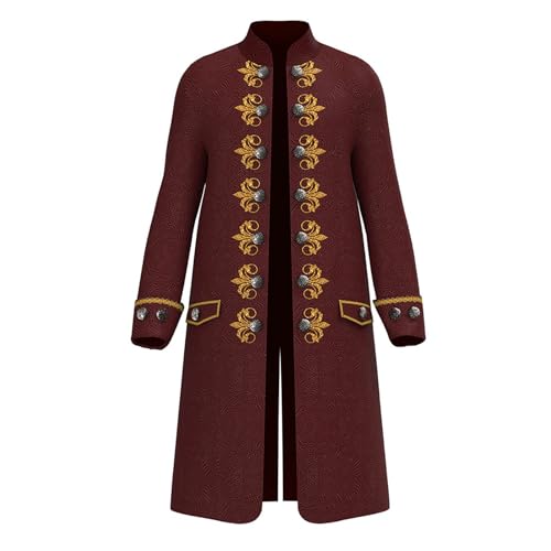 Steampunk Herren Mantel Große Größen - Gothic Jacke Herren Midi Trendy Mittelalter Frack Jacquard Viktorianische Hof Gehrock Elegant Frack Theater Königlicher Kleidung Cosplay Halloween Kostüm von Generic