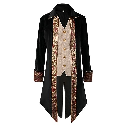 Steampunk Herren Tuxedo Edelmann Gothic Jacke Herren Lang Klassisch Schwarz Mantel Viktorianischen Palast Gehrock Retro Mittelalterliches Frack Theater Performance-Kleidung Cosplay Halloween Outfit Steampunk Herren Tuxedo Edelmann Gothic Jacke Herren Lang Klassisch Schwarz Mantel Viktorianischen Palast Gehrock Retro Mittelalterliches Frack Theater Performance-Kleidung Cosplay Halloween Outfit von Generic