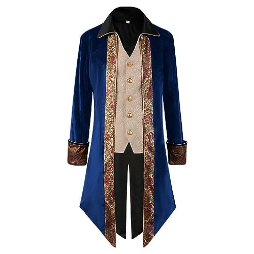 Steampunk Herren Tuxedo Edelmann Gothic Jacke Herren Lang Klassisch Schwarz Mantel Viktorianischen Palast Gehrock Retro Mittelalterliches Frack Theater Performance-Kleidung Cosplay Halloween Outfit von Generic