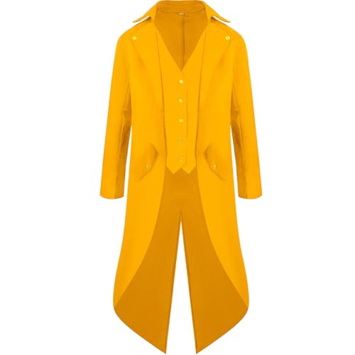 Steampunk Herren Tuxedo - Gothic Frack Herren Lang Klassiker Schwarz Mantel Viktorianische Hof Gehrock Retro Mittelalter Elegant Jacke Theater Performance-Kleidung Cosplay Halloween Kostüm von Generic