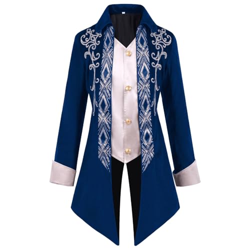 Steampunk Herren Tuxedo Klassisch Gothic Frack Herren Midi Mode Mantel Viktorianischen Palast Gehrock Mittelalterliches Jacke Theater Performance-Kleidung Piraten Vampir Cosplay Halloween Outfit von Generic
