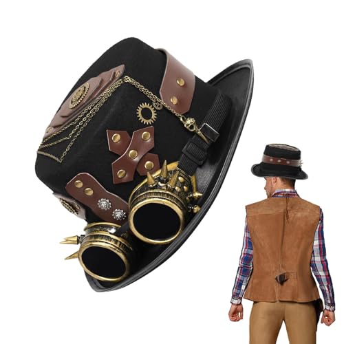Steampunk Hüte mit Brille, Gothic Vintage Kostüm Kopfbedeckung mit abnehmbarer Brille, Fancy Kostüm, Steampunk Zubehör für Halloween Maskerade Steampunk Hüte mit Brille, Gothic Vintage Kostüm Kopfbedeckung mit abnehmbarer Brille, Fancy Kostüm, Steampunk Zubehör für Halloween Maskerade von Generic