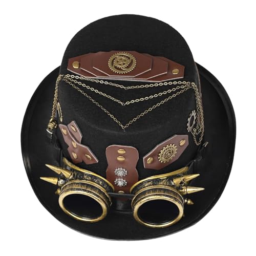 Steampunk Hüte mit Brille, Steampunk Hüte für Herren | Gotische Vintage Kostüm-Kopfbedeckung mit abnehmbarer Brille - Fancy Kostüm, Steampunk Zubehör für Halloween-Maskerade Steampunk Hüte mit Brille, Steampunk Hüte für Herren | Gotische Vintage Kostüm-Kopfbedeckung mit abnehmbarer Brille - Fancy Kostüm, Steampunk Zubehör für Halloween-Maskerade von Generic