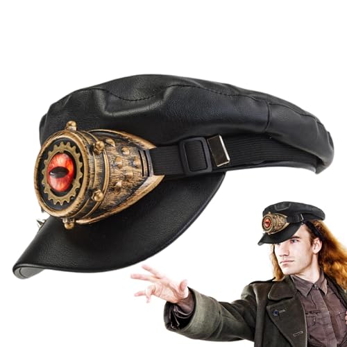 Steampunk-Hut, Steampunk-Hut, Gavroche Cap, Steampunk-Hut, PU-Leder, Gothic-Diablo-Barett mit Brille für Partys, Maskeraden, Club-Events Steampunk-Hut, Steampunk-Hut, Gavroche Cap, Steampunk-Hut, PU-Leder, Gothic-Diablo-Barett mit Brille für Partys, Maskeraden, Club-Events von Generic