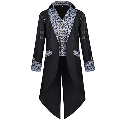 Steampunk Jacke Herren, Gothic Frack Herren Lang, Schwarz Mantel mit Knöpft Elegant Anzugweste Edelmann Mittelalter Gehrock Viktorianischenn Hof Kleidung Nightclub Party Halloween Outfit Steampunk Jacke Herren, Gothic Frack Herren Lang, Schwarz Mantel mit Knöpft Elegant Anzugweste Edelmann Mittelalter Gehrock Viktorianischenn Hof Kleidung Nightclub Party Halloween Outfit von Generic