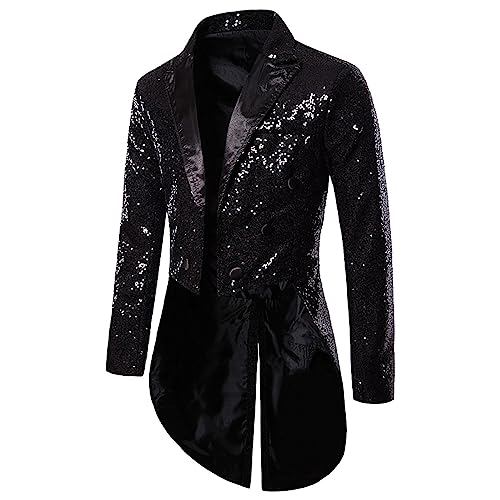 Steampunk Jacke Herren Pailletten Gothic Mantel Herren Midi Trendy Schwarz Glitzer Frack Viktorianischen Palast Gehrock Tuxedo Mittelalterliches Theater Performance Piraten Kleidung Halloween Outfit Steampunk Jacke Herren Pailletten Gothic Mantel Herren Midi Trendy Schwarz Glitzer Frack Viktorianischen Palast Gehrock Tuxedo Mittelalterliches Theater Performance Piraten Kleidung Halloween Outfit von Generic