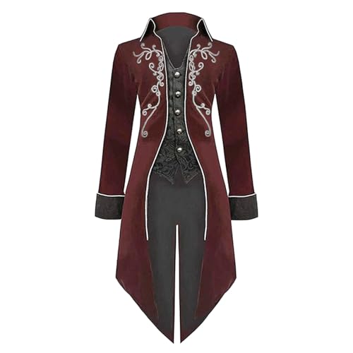 Steampunk Kostüm Herren, Smoking Gothic Steampunk Vintage Tailcoat Jacke Mittelalter Viktorianischen Gehrock Uniform Cosplay Kostüm Gotisch Mantel Herren, Halloween Fashing Smoking Kostüm Steampunk Kostüm Herren, Smoking Gothic Steampunk Vintage Tailcoat Jacke Mittelalter Viktorianischen Gehrock Uniform Cosplay Kostüm Gotisch Mantel Herren, Halloween Fashing Smoking Kostüm von Generic