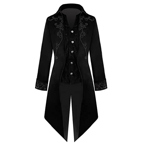 Steampunk Kostüm Herren Gothic Jacke Herren Lang Trendy Schwarz Mantel Viktorianischen Palast Gehrock Retro Mittelalterliches Tuxedo Elegant Anzugweste Performance-Kleidung Halloween Outfit Steampunk Kostüm Herren Gothic Jacke Herren Lang Trendy Schwarz Mantel Viktorianischen Palast Gehrock Retro Mittelalterliches Tuxedo Elegant Anzugweste Performance-Kleidung Halloween Outfit von Generic