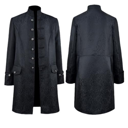 Steampunk Kostüm Herren Klassisch, Gothic Mantel Herren Lang,Schwarz Mittelalter Jacke Loose fit Retro Viktorianischen Gehrock Theater Kleidung Piraten Vampir Cosplay Halloween Kostüm Steampunk Kostüm Herren Klassisch, Gothic Mantel Herren Lang,Schwarz Mittelalter Jacke Loose fit Retro Viktorianischen Gehrock Theater Kleidung Piraten Vampir Cosplay Halloween Kostüm von Generic