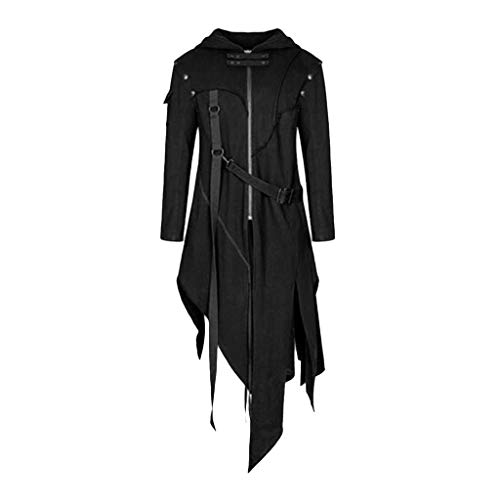 Steampunk Mantel Herren Große Größen - Gothic Jacke Herren Unregelmäßige Schwarz Mittelalter Trenchcoat mit Reißverschluss Viktorianische Hof Gehrock Elegant Performance-Kleidung Halloween Kostüm Steampunk Mantel Herren Große Größen - Gothic Jacke Herren Unregelmäßige Schwarz Mittelalter Trenchcoat mit Reißverschluss Viktorianische Hof Gehrock Elegant Performance-Kleidung Halloween Kostüm von Generic