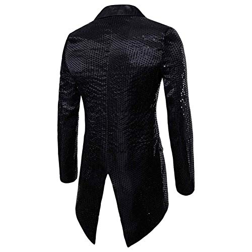 Steampunk Mantel Herren Pailletten - Gothic Frack Herren Lang Glitzer Mantel Mittelalter Gehrock Viktorianische Hof 70er Disco Glitzerjacke Elegant Tuxedo Theater Performance-Kleidung Halloween Kostüm von Generic