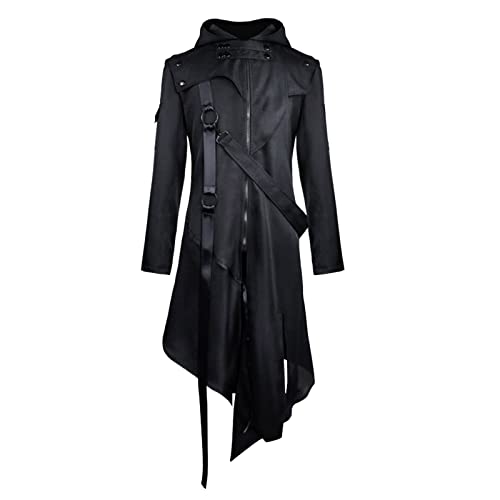 Steampunk Mantel Herren mit Kapuze Gothic Jacke Herren Midi Klassisch Schwarz Mittelalterliches Frack mit Zip Viktorianischen Palast Gehrock Performance-Kleidung Cosplay Halloween Outfit S-5XL Steampunk Mantel Herren mit Kapuze Gothic Jacke Herren Midi Klassisch Schwarz Mittelalterliches Frack mit Zip Viktorianischen Palast Gehrock Performance-Kleidung Cosplay Halloween Outfit S-5XL von Generic