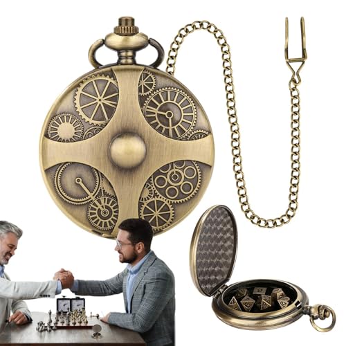 Steampunk-Metallwürfel, Taschenuhr-Würfel, Würfel mit Tasche für Steampunk-Zahnräder, tragbares Steampunk-Würfelspiel für Spieler, Brettspiele, Rollenspiele Steampunk-Metallwürfel, Taschenuhr-Würfel, Würfel mit Tasche für Steampunk-Zahnräder, tragbares Steampunk-Würfelspiel für Spieler, Brettspiele, Rollenspiele von Generic