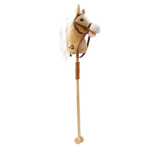 Steckenpferd mit Sound, Hobbyhorse Stockpferd mit Rollen, Hobby Horsing Pferd Pferd am Stiel für Hobby Horsing Dressur & Parcours für Bewegungsspielzeug ab 3 Jahren Kinder Kleinkind Zubehör (Braun) von Generic
