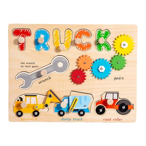 Steckpuzzle Aus Holz, Passendes Beschäftigungsbrett Aus Holz, Sensorisches Lernbrett für Frühes Lernen, Lehrreich für 1, 2 Und 3 Jährige Babys, Werkzeugwagen-Busy-Board von Generic