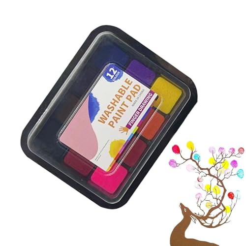 Stempelkissen für Stempel, 12 Farben, Kinder-Stempelkissen, Fingerabdruck-Stempelkissen, Regenbogen-Stempelkissen für Freunde und Familie, und Mädchen Stempelkissen für Stempel, 12 Farben, Kinder-Stempelkissen, Fingerabdruck-Stempelkissen, Regenbogen-Stempelkissen für Freunde und Familie, und Mädchen von Generic