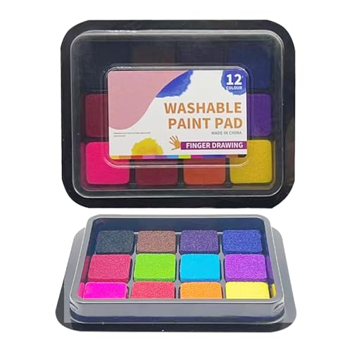 Stempelkissen in 12 Farben für Kinder, lebendiges Fingerabdruck-Stempelkissen-Set, waschbare Stempelkissen, sicherer Tintenstempel, bunte Stempelpalette, robustes Stempelkissen für Kinder und Stempelkissen in 12 Farben für Kinder, lebendiges Fingerabdruck-Stempelkissen-Set, waschbare Stempelkissen, sicherer Tintenstempel, bunte Stempelpalette, robustes Stempelkissen für Kinder und von Generic