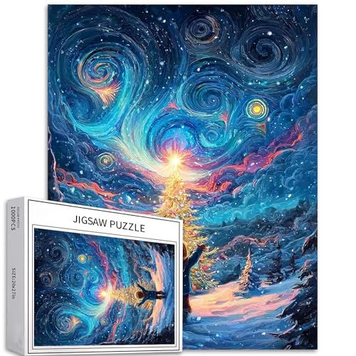 Sternenhimmel-Weihnachtsbaum-Puzzle, 1000-teiliges Puzzle für Erwachsene und Anfänger, Frohe Weihnachten, Puzzle, 50,8 x 68,6 cm, herausfordernde Familienaktivitätsspiele, Bastelpuzzle für Sternenhimmel-Weihnachtsbaum-Puzzle, 1000-teiliges Puzzle für Erwachsene und Anfänger, Frohe Weihnachten, Puzzle, 50,8 x 68,6 cm, herausfordernde Familienaktivitätsspiele, Bastelpuzzle für von Generic
