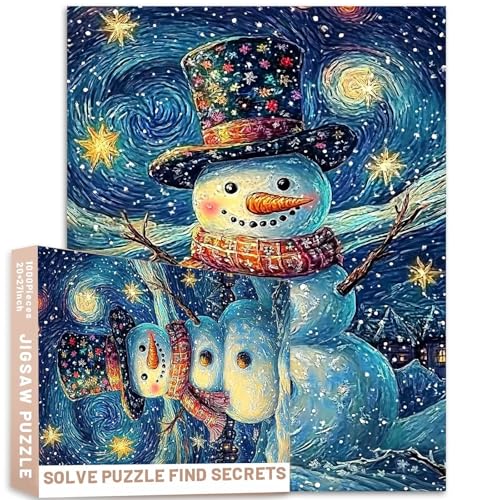 Sternennacht-Schneemann-Puzzle, 1000 Stück, wirbelnder Himmel, Glitzerknöpfe, Schneelandschaft, anspruchsvolle Familienaktivitäten, Spiele, bunt, Bastelpuzzle für Heimdekoration, Geschenke Sternennacht-Schneemann-Puzzle, 1000 Stück, wirbelnder Himmel, Glitzerknöpfe, Schneelandschaft, anspruchsvolle Familienaktivitäten, Spiele, bunt, Bastelpuzzle für Heimdekoration, Geschenke von Generic