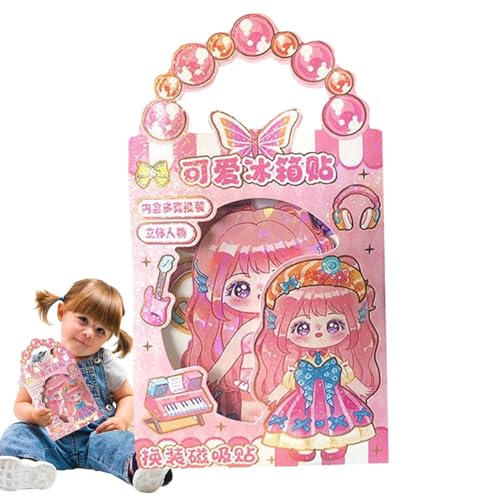Sticker-Anziehbücher, Stickerbuch-Set für Mädchen,Prinzessin Wiederverwendbare Aktivitätsbuch Mode-Anziehaufkleber | Wasserfester Stickerblock zum Thema „Mehrere Outfits“-Stickerbuch für Kleinkinder von Generic