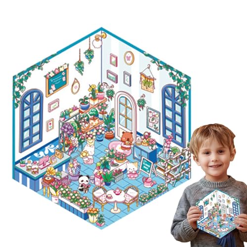 -Stickerszene, Miniatur-Szene Aufkleber - Cartoon Home Miniatur-Szene Aufkleber - Atemberaubende Kunsthandwerks-Dekoration mit -Effekt für Laptops, Wasserflaschen, Kopfhörer, Möbel, Handytaschen von Generic