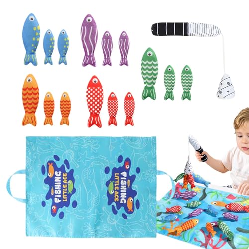 Stoff-Angel-Set für Kinder, Spielzeug-Angel-Set – Baby-Spielzeugsortierung zum Angeln lernen | Sicheres und unterhaltsames Puzzle-Lernspielzeug für Aktion von Generic
