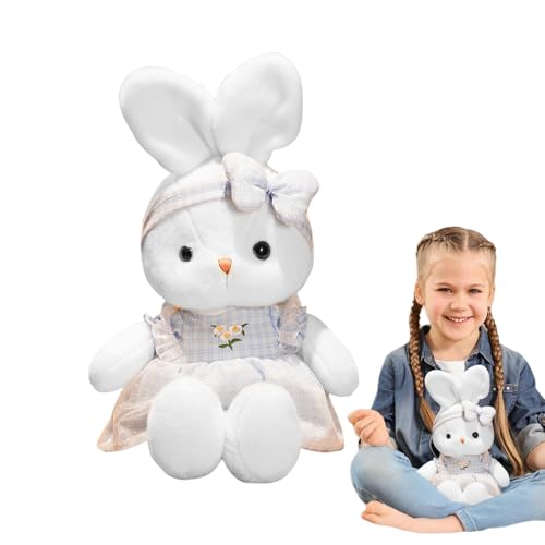 Stopfte | 16-Zoll-Ultra-weicher Kaninchen-Plüsch Im Rock | Gefüllter Hasenkaninchen, Tierplüsch Mit Stirnbändern, Realistisch Für Home Sofa Schlafzimmer Dekoration von Generic