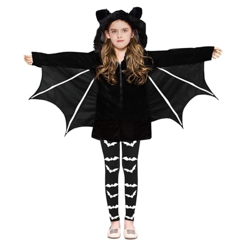 Strampler Mädchen Halloween Kinderkostüm Schwarzer Fledermausflügel Umhang Cape Top Kostüm Party Cosplay Bühnenkostüm von Generic