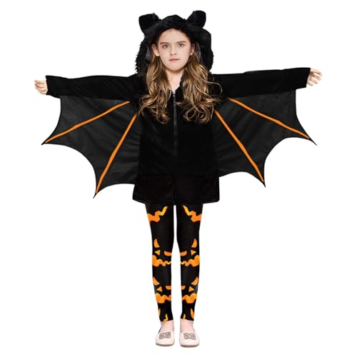Strampler Mädchen Halloween Kinderkostüm Schwarzer Fledermausflügel Umhang Cape Top Kostüm Party Cosplay Bühnenkostüm von Generic