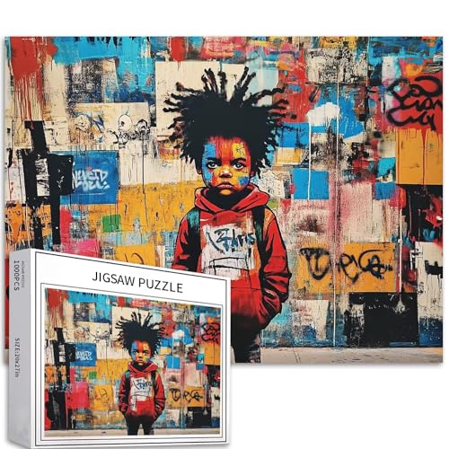 Street Children 1000 Piece Jigsaw Puzzles for Adults Graffiti Background Art Jigsaw Puzzle Colorful DIY Puzzles for Home Decoration Gifts Family Puzzle Perfect for Game Nights 27×20 Inches von Generic
