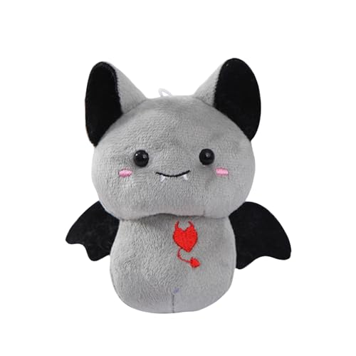 Süße Halloween-Katze aus Plüsch – Niedliche Teufel-Katze als kuschelige Tierfigur | Flauschiges Stofftier als Deko für Halloween-Party, Kinderzimmer & Sammler (Gray) von Generic