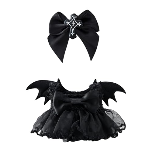 Süßes Outfit für Puppen, 17 cm, 1 Stück, Halloween (Puppe Nicht im Lieferumfang enthalten), perfekt für Sammler und zum Verkleiden (Halloween-Fledermauskleid) (Black, 2x4in) von Generic