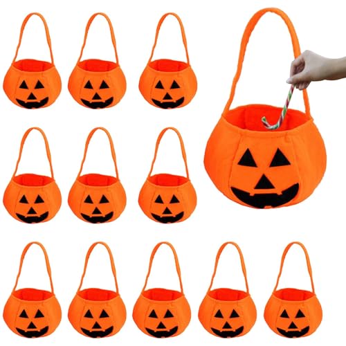 -Süßigkeitstüte – Halloween-Taschen mit Griff oben | Süßigkeitenhalter, Vlies, 12 Halloween-Leckerli-Beutel, Halloween-Partygeschenke von Generic