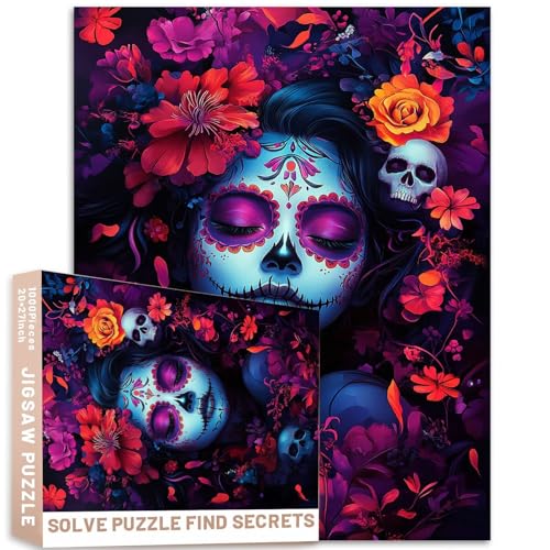 Sugar Skull Girl Puzzle, 1000 Teile, 50 x 70 cm, Kunst, Ganzkörper-Porträt, bunt, DIY-Puzzles für Heimdekoration, Geschenke, Familienpuzzle, perfekt für Spielabende Sugar Skull Girl Puzzle, 1000 Teile, 50 x 70 cm, Kunst, Ganzkörper-Porträt, bunt, DIY-Puzzles für Heimdekoration, Geschenke, Familienpuzzle, perfekt für Spielabende von Generic