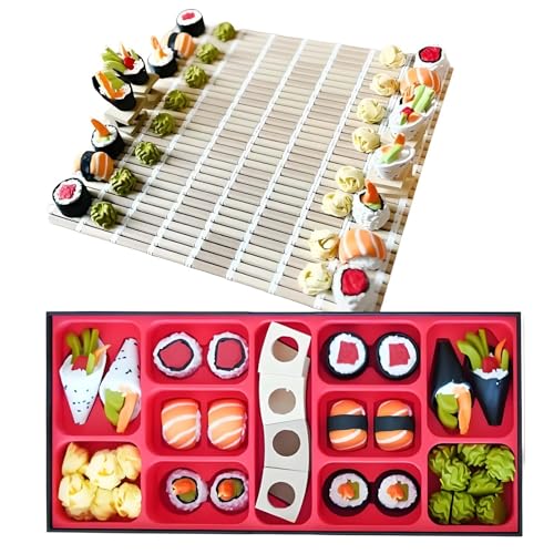 Sushi-Schachspiel, 3D-gedrucktes Reisebrettspiel mit Bento-Aufbewahrung, 32 Teile mit japanischem Essen-Thema, kompaktes Strategiespiel für Erwachsene, einzigartiges Sammlergeschenk von Generic