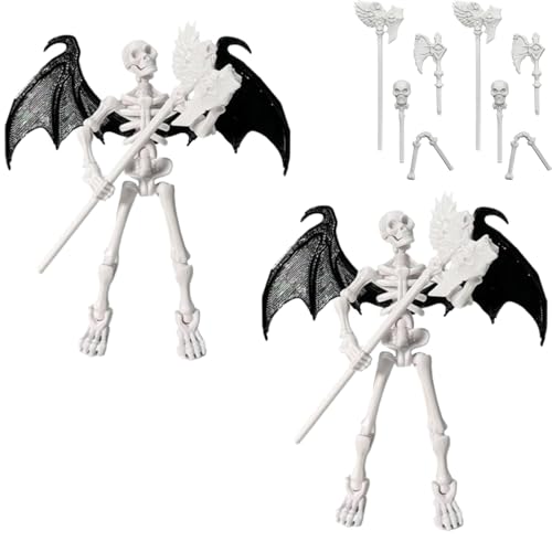 T13 Skelett-Krieger-Actionfigur, 13 cm, bewegliches, bewegliches menschliches Skelett-Modell mit Zubehör, Sammel-Anime- und Spielcharakter für Display, bemalbare Desktop-Dekoration (2 Stück) von Generic