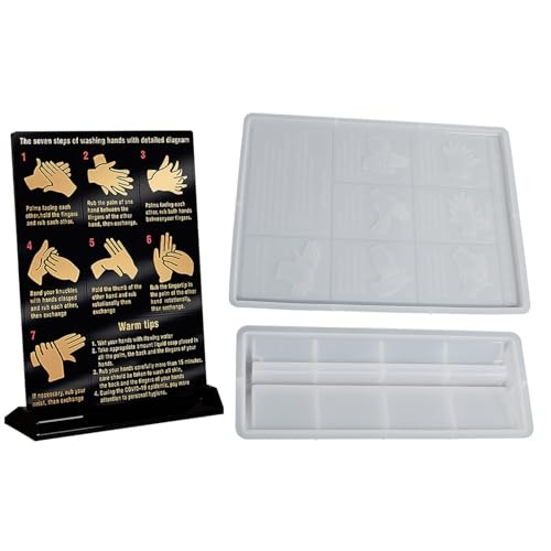 Tablett-Form aus Silikonharz, Silikonform für Handwaschschritte, Anleitung zum Waschen der Hände, Silikonform für den Eingang und die Küche, chinesische und englische Version Tablett-Form aus Silikonharz, Silikonform für Handwaschschritte, Anleitung zum Waschen der Hände, Silikonform für den Eingang und die Küche, chinesische und englische Version von Generic