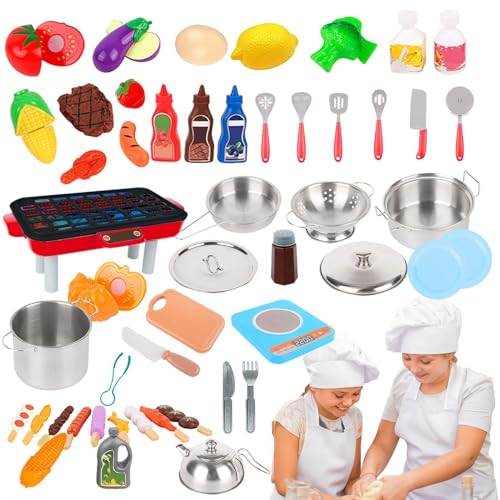 Täuschen Sie Sich Küchenutensilien Set, tun Sie Play Cooking Utensils - Täuschen Sie vor, und Gemüse zu Kochen | Kochgeschirr mit Schneidebrett für Farbsortierzubehör von Generic