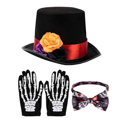 Tag der Kostümzubehör Halloween Kostüm Set Halloween Skelett Hüte mit Rosen-Design für Männer Verstellbare Herrenkostüme Tag der Kostümzubehör Halloween Kostüm Set Halloween Skelett Hüte mit Rosen-Design für Männer Verstellbare Herrenkostüme von Generic