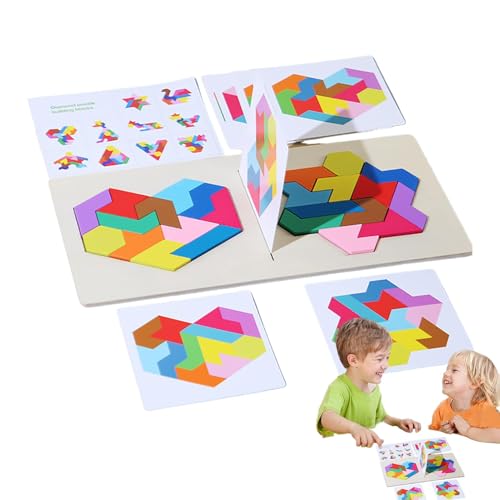 Tangram-Puzzle, Holzblock-Puzzle, manipulative Puzzlespiele, Holzpuzzle für Kinder, geometrisches Tangram-Puzzle, bunte Muster Tangram-Puzzle, Holzblock-Puzzle, manipulative Puzzlespiele, Holzpuzzle für Kinder, geometrisches Tangram-Puzzle, bunte Muster von Generic