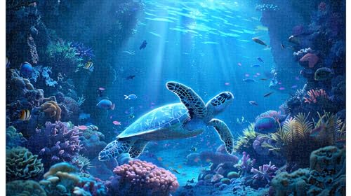 Tanzende Lichtvorhänge: Meeresschildkrötenpatrouille im Coral Theater, 1000 Teile Holzpuzzle (B ; 1000 Piece) von Generic