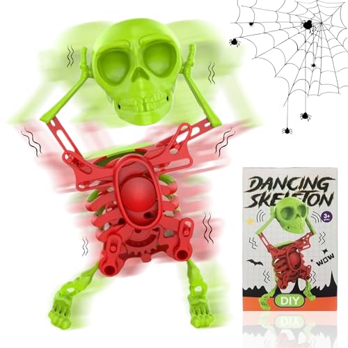 Tanzender und Schaukelnder 3D Totenkopf-Spielzeug, 3D Schaukelnde Aufzieh-Skelett Tischfederuhr, Totenkopf Halloween Dekoration, Lustiges Geschenk, Entspannende Schreibtisch-Dekoration von Generic